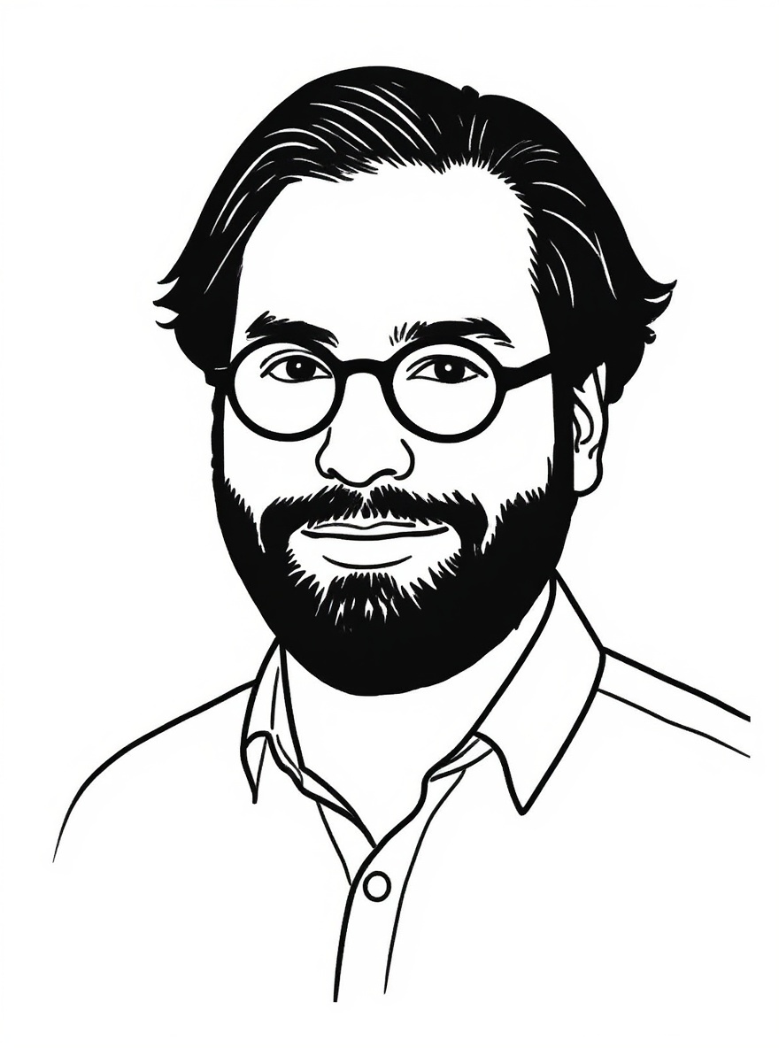 Line-drawn portrait of Dr. Patrick Wollner.